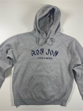 Ron Jon Gray Hooded Sweatshirt with Navy Logo - Men